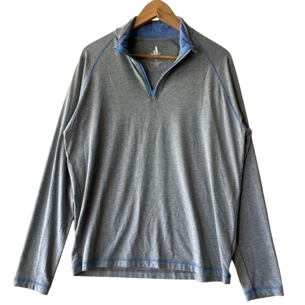 Johnnie-O Natural Performance Bamboo Rayon Mens 1/4 Zip Grey Shirt‎ Wicking Soft